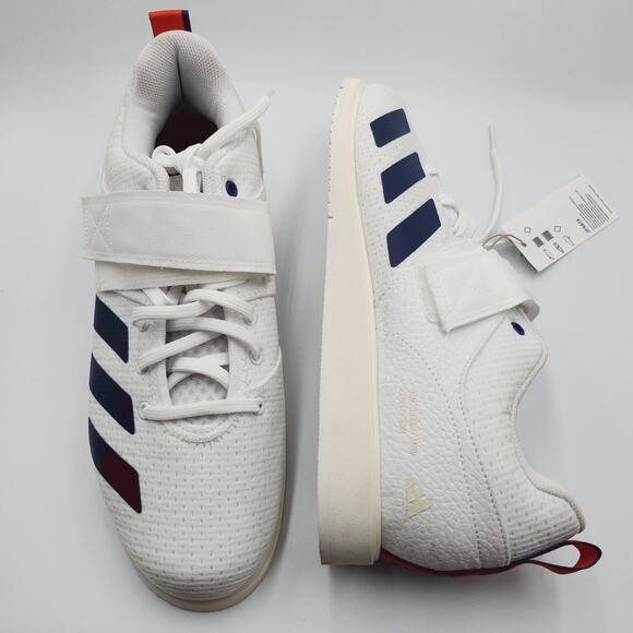 Mens Size 7 Adidas Weightlifting Shoes Powerlift 5 Cloud White Navy Blue JP9878 main image 3